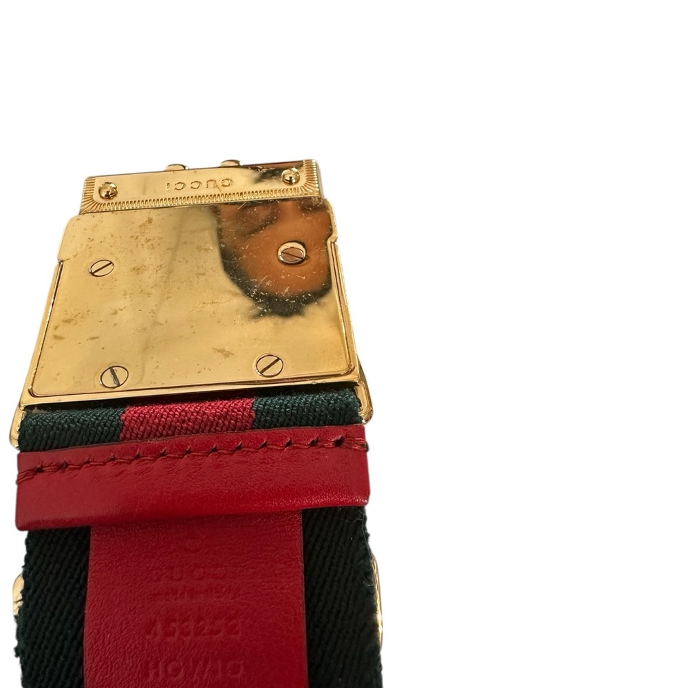Gucci Red and Green Belt with Gold Buckle - Picture 3 of 9